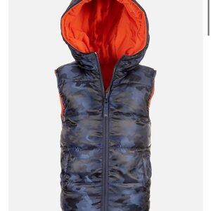 Appaman Reversible Vest blue Camouflage Puffer Vest with Orange Youth XS